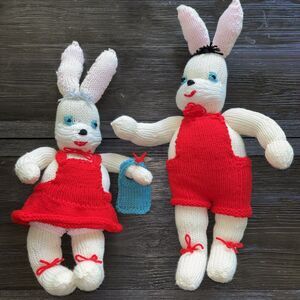 Easter Rabbit Bunny 24” Couple Boy Girl Handmade VNTG Basket Mr Mrs Original